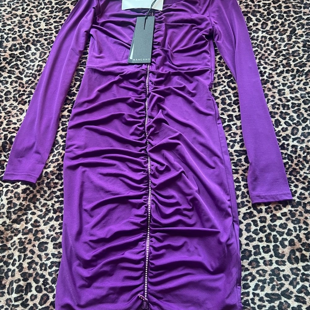 Purple Bodycon Dress Long Sleeve Square Neck